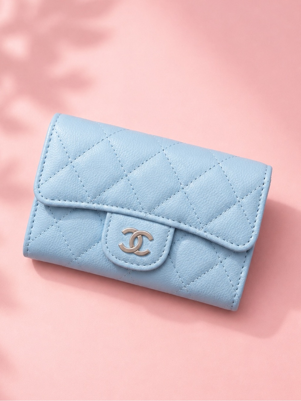 🔥 CHANEL Caviar Quilted Flap Cardholder in Sky blue